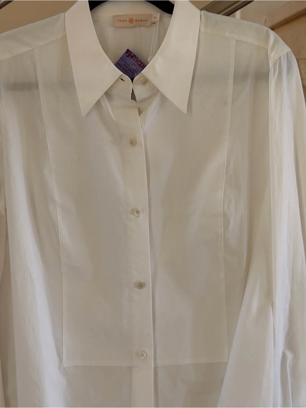 Tory Burch White Cotton Dress Shirt - Spread Collar